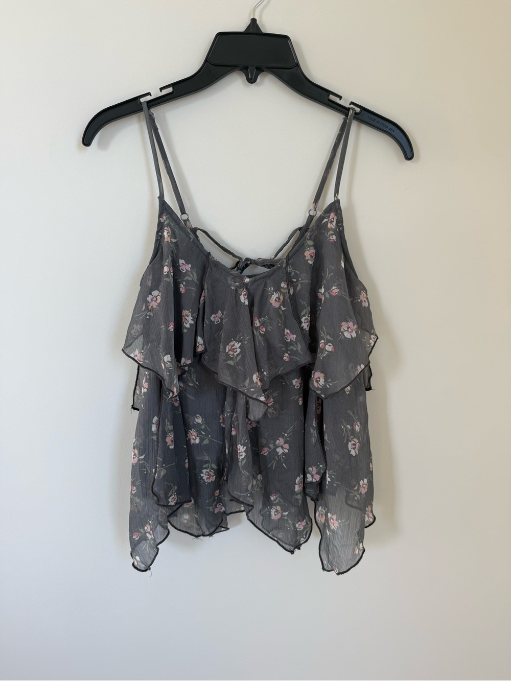 Abercrombie & Fitch Vintage Gray Floral Ruffle Mini Camisole XS